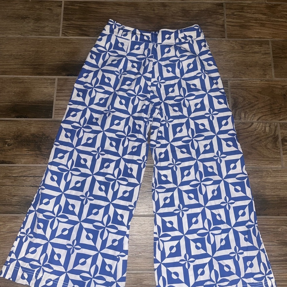 Free People Menocra Cropped Printed Pants Wide Leg size 6 - Picture 3 of 4